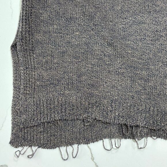 easel Brown Scoop Neck Distressed Hem Sweater - Picture 9 of 12